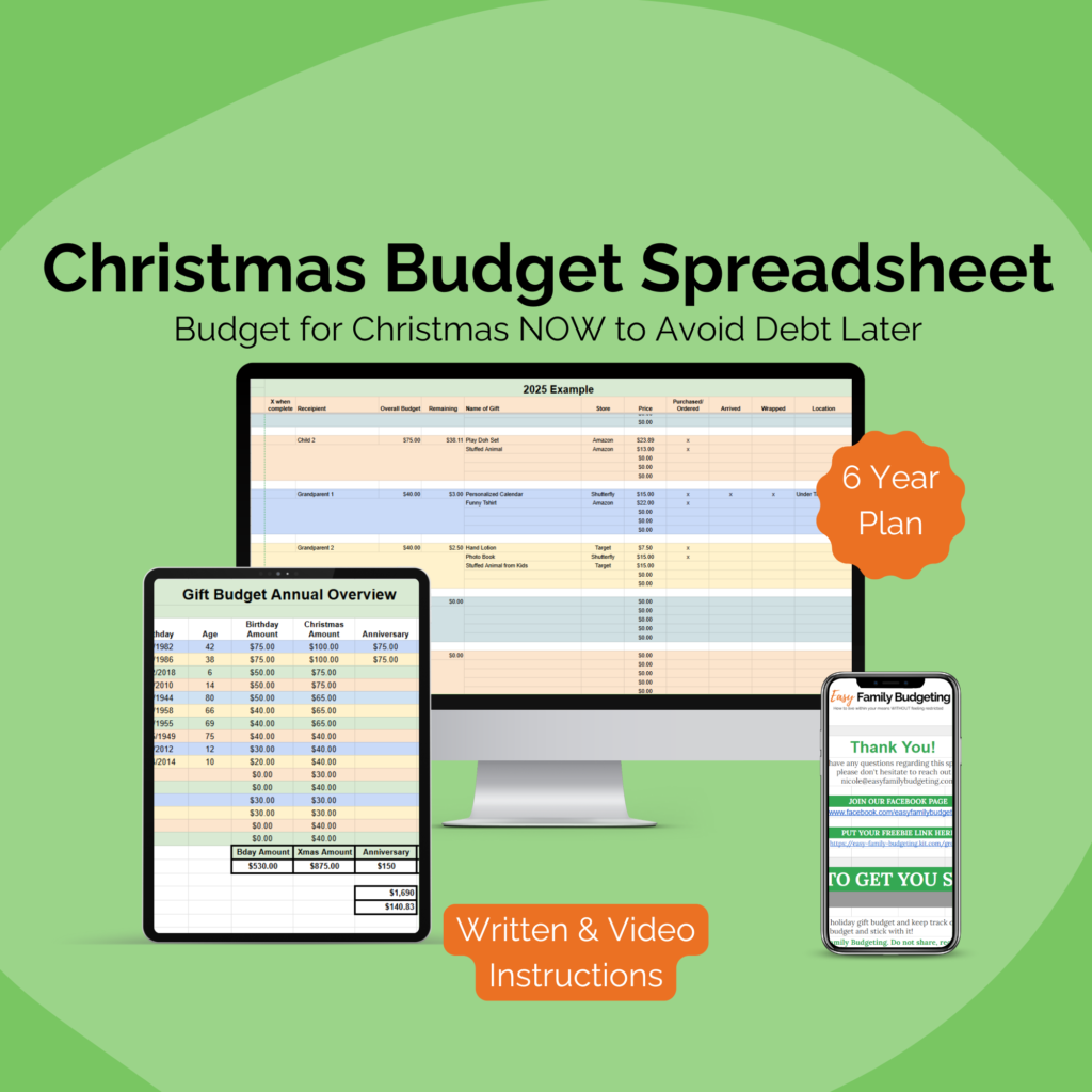 Christmas Budget Spreadsheet