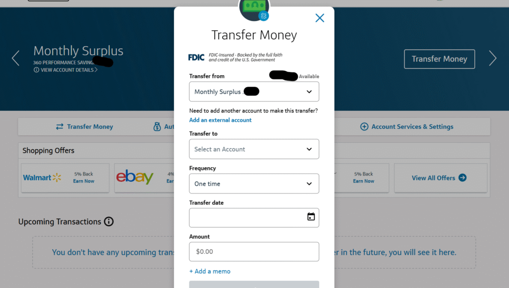 How to set up automatic transfers from a checking account to a savings account.