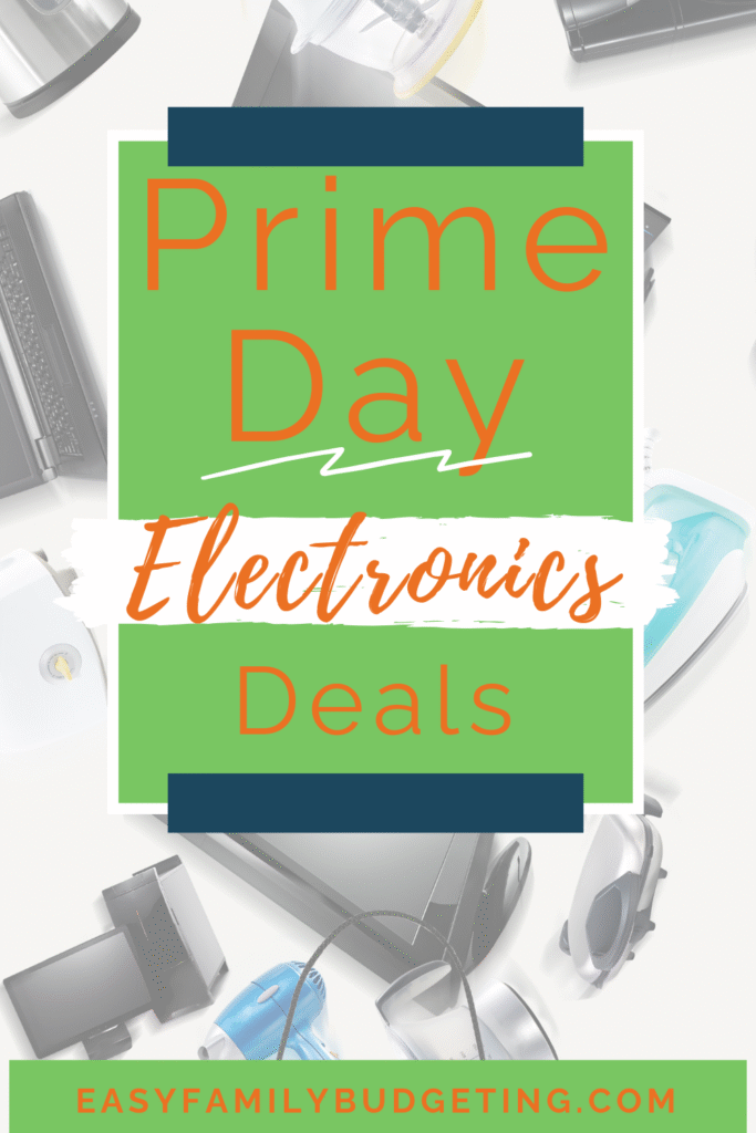 Prime Day Electronics Deals text and electronics behind